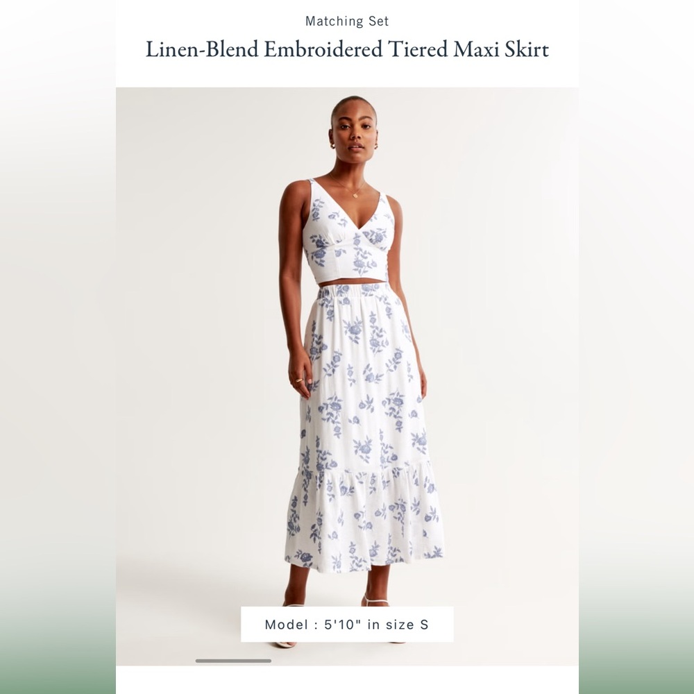 Embroidered linen skirt and tank set